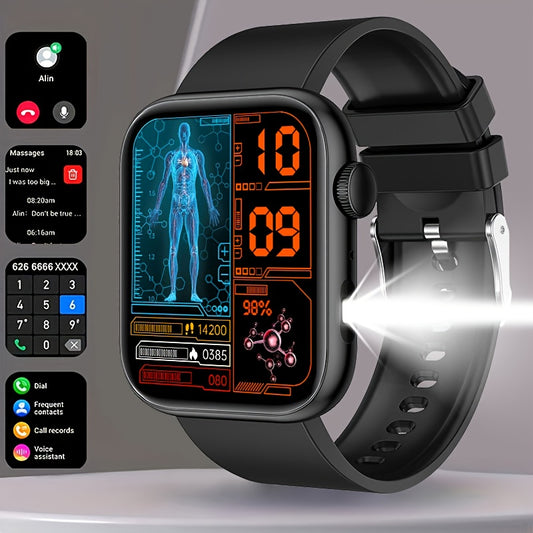 Coiusor's new 1.85-inch display, mobile phone information synchronization, built-in LED flashlight, wireless connection, voice call, life High Quality, over 100 sports modes, outdoor sports smartwatch, Men's and Women's smart