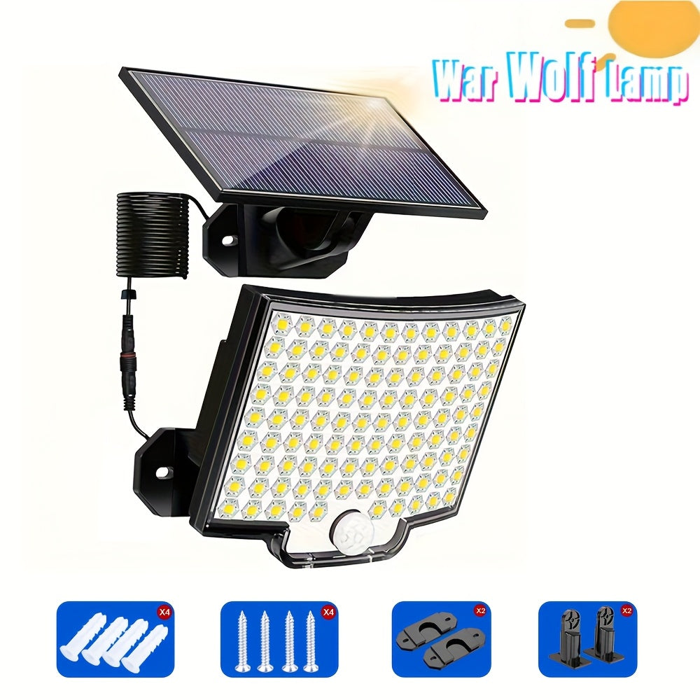 [Solar Wall Sconce] solar wall sconce, 106 LED solar outdoor light with motion sensor, adjustable angle, yard garden solar wall sconce with 110inch cable