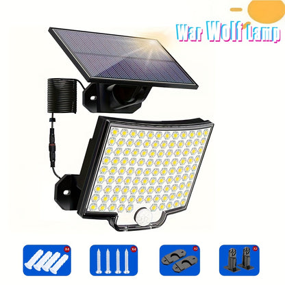 [Solar Wall Sconce] solar wall sconce, 106 LED solar outdoor light with motion sensor, adjustable angle, yard garden solar wall sconce with 110inch cable