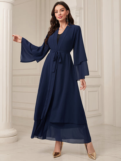 Abaya Muslim Women's Casual Solid Color Elegant Batwing Sleeve Long Loose Robe Maxi Dress Middle Eastern Saudi Dubai Turkish Traditional Arabic Kaftan