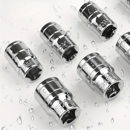 10pcs Wireless Impact Wrench Set with 1/2 Inch Drive Short Wall Metric Sockets (8mm-19mm) - Professional Automotive Repair Tools & Hand Tools, Heavy-Duty Impact Wrench for Car Maintenance, Machinery Repair, Durable Steel Cons